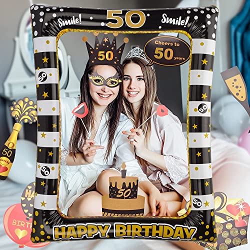Ofertas 50 Photo Props, Piezas + Marco Atrezzo Inflable Fiesta Cumpleaños Accesorios Foto