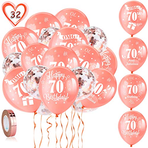 Comprar HOWAF Globos cumpleaños 30 piezas 70 años cumpleaños globos latex oro rosa BlackFriday globos confeti y 2 cintas para hombres y mujeres fiestas 70 cumpleaños decoración suministros Ofertas 2024 | regaloscumple.com