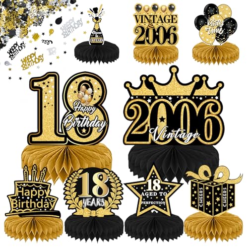 Consigue ahora 10 Piezas 18 Cumpleaños Mesa Panal Centros Adornos Vumpleaños Negros y Dorados Centros Mesa Panal Abeja Cumpleaños BlackFriday Mesa Centros Decoraciones Cumpleaños Decoración Fiesta 18 Años Top Precio 2024 | regaloscumple.com