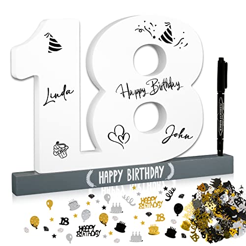 Comprar BOFUNX Libro Visitas para Cumpleaños 18 Años BlackFriday Tarjeta Felicitación Madera+Confeti Cumpleaños+Bolígrafo Regalo Decoración Número 18 Happy Birthday Ofertas 2023 | regaloscumple.com