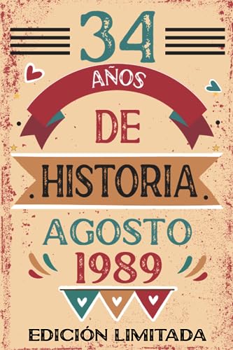 Comprar 34 Años De Historia Agosto 1989: Libro visitas cuaderno 110 páginas felicitaciones idea Cumpleaños regalo regalo Para la esposa novia mujer La madre Rebajas 2024 | regaloscumple.com
