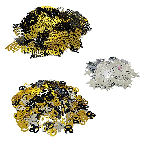 Comprar Confeti 50 cumpleaños 65 g incluye 1200 piezas oro plata negro 50 lentejuelas 15 g confeti estrella plata BlackFriday 20 g oro negro feliz cumpleaños para fiesta decoración mesa Rebajas 2025 | regaloscumple.com