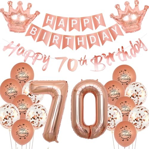 Oferta Oro globo cumpleaños mujer rosa globo años cumpleaños 70 guirnalda 70th deco Oro deco 70