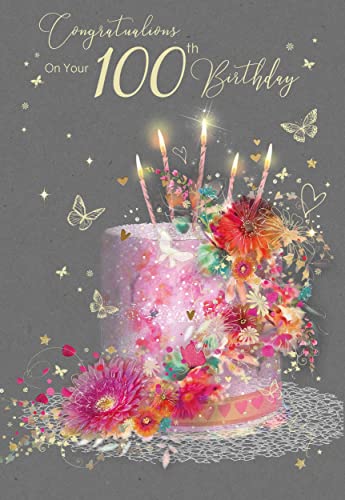 Comprar Elegante tarjeta felicitación cumpleaños para Catálogo 100 años la gama Gorgeous Grace (EL059) acabado brillante y aluminio con sobre dorado (100) Ofertas 2024 | regaloscumple.com