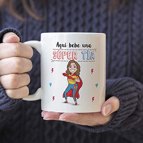 Ofertas en regaloscumple.com MUGFFINS Tazas Tía - Aquí Bebe una Super Taza Desayuno Original/Idea Regalo Cumpleaños. Cerámica 350 mL