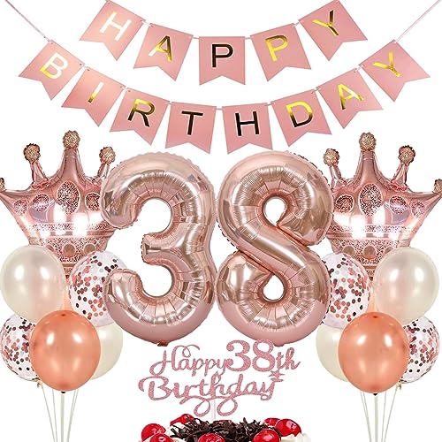 Comprar Globo 38 Cumpleaños Decoración Mujer Ouceanwin Decoración Cumpleaños 38 años Mujer Oro Rosa Decoración Tarta Cumpleaños 38 años Kit Decoración para Fiesta 38 Cumpleaños Mujer Cumpleaños Adulto Rebajas 2025 | regaloscumple.com