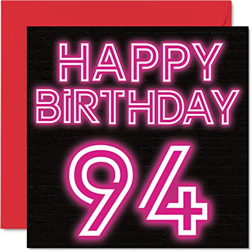 Consigue ahora Divertidas tarjetas cumpleaños 94 para hombres y mujeres brillo neón tarjeta feliz cumpleaños para bisabuelo abuelo niñera abuela abuela abuela abuela abuela abuela papá mamá Navidad 145 mm Ofertas 2025 | regaloscumple.com