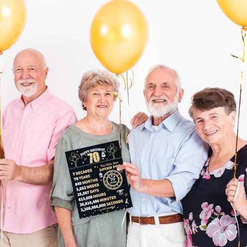 Ofertas en regaloscumple.com Longwu Tarjeta grande de 70 cumpleaños con sobre para hombres y mujeres, regalo cumpleaños, color negro dorado 1955, libro firma invitados gigante mujeres hombres, tarjeta