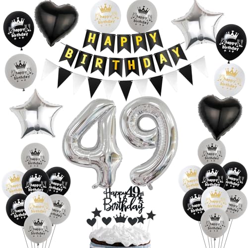 Comprar Globos 49 cumpleaños hombre Mujer Plateados Negros 49 Años Navidad Decoracion Cumpleaños hombre topper tarta cumpleaños 49 años Decoracion Cumpleaños 49 años decoración Mujer globos 49 cumpleaños hombre Ofertas 2025 | regaloscumple.com
