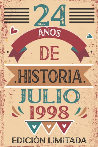 Consigue ahora 24 Años De Historia Julio 1998: 24 años. Libro visitas cuaderno 110 páginas felicitaciones idea BlackFriday regalo regalo Para la esposa novia mujer La madre Rebajas 2024 | regaloscumple.com