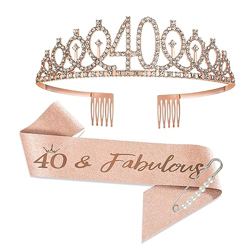 Comprar Jurcicat 40 Cumpleaños Mujer Decoration Banda Cumpleaños And Tiara Rose Gold Corona Cumpleaños Regalos De 40 Cumpleaños De La Mujer Promoción Para La Decoración De La Fiesta De Cumpleaños Rebajas 2023 | regaloscumple.com