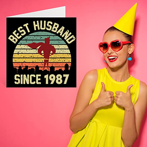 Mejores precios Tarjeta aniversario esposa, marido 1987, amor, feliz aniversario pareja, felicitación mm 145 para