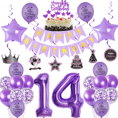 Consigue ahora Morado BlackFriday decoración 14 cumpleaños globo 14 años cumpleaños niña globos cumpleaños deco 14 niña decoración feliz cumpleaños deco 14 años chica cumpleaños morado Decoración para Tartas 14 cumpleaños Ofertas 2024 | regaloscumple.com