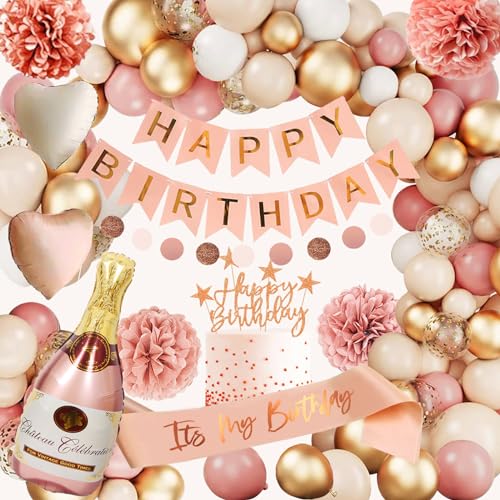 Consigue ahora Decoraciones Cumpleaños Niña Navidad Rosa Beige Globos Cumpleaños Cumpleaños para Fiesta Guirnalda y Globos para Mujeres Mujeres y Niñas Fiesta Primer Cumpleaños Rebajas 2024 | regaloscumple.com