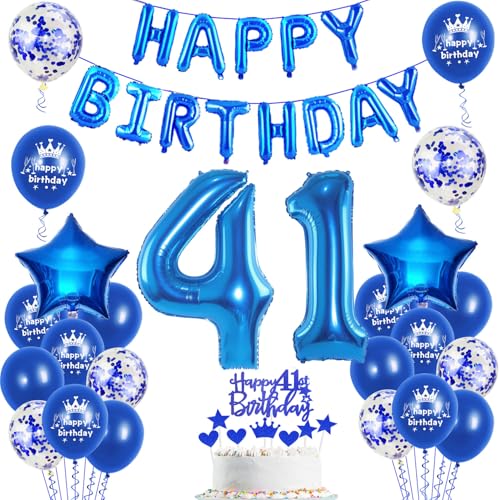 Consigue ahora Globos 41 cumpleaños decoración para hombre azul feliz cumpleaños Ideas para regalar 41 cumpleaños decoración para fiestas 41 cumpleaños Rebajas 2025 | regaloscumple.com