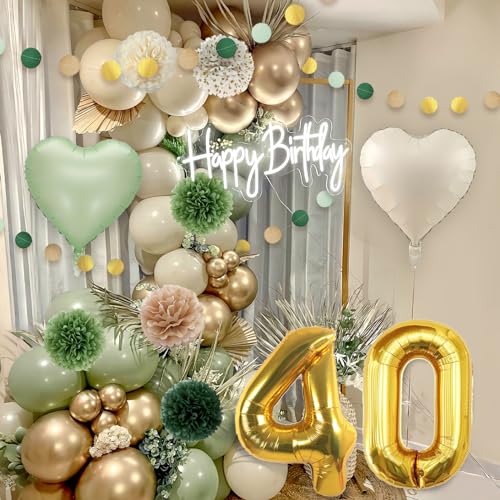 Ofertas de última hora Decoracion 40 Cumpleaños Verdes Oro  Globos 40 Cumpleaños  40 Años Globos Decoración Cumpleaños  Decoracion Fiesta 40 Cumpleaños  Guirnalda y Globos para Hombres Mujeres 40 Años Reutilizable