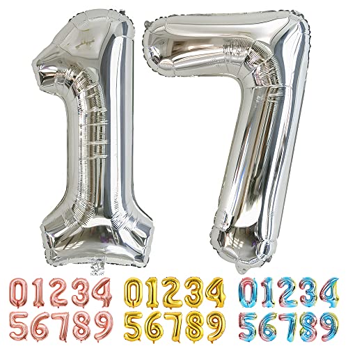 Comprar Ponmoo Foil Globo Número 17 71 Plata Gigante Numeros 0 1 2 3 4 5 6 7 8 9 10-19 20-29 30 40 50 60 Ideas para regalar 70 80 90 100 Grande Globos para La Boda Aniversario Globo Cumpleaños Fiesta Decoración Top Precio 2024 | regaloscumple.com