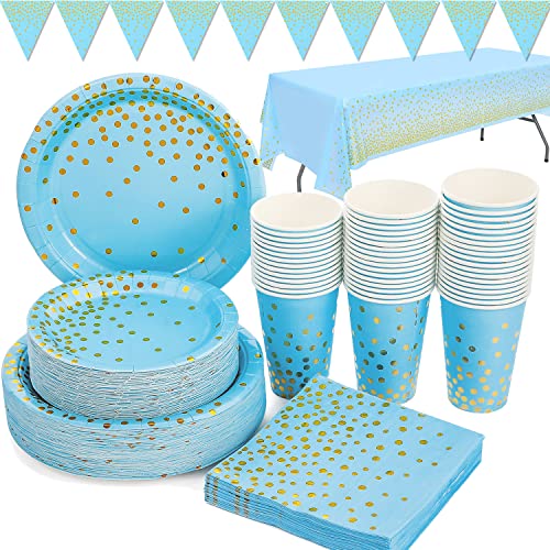 Comprar Duocute Platos Fiesta Oro Cumpleaños Azul 99 Piezas Vajilla Papel Cumpleaños Incluye Platos Servilletas Vasos Mantel Banner para Baby Shower Cumpleaños Niños Aniversario Compromiso (24 Invitados) Rebajas 2024 | regaloscumple.com
