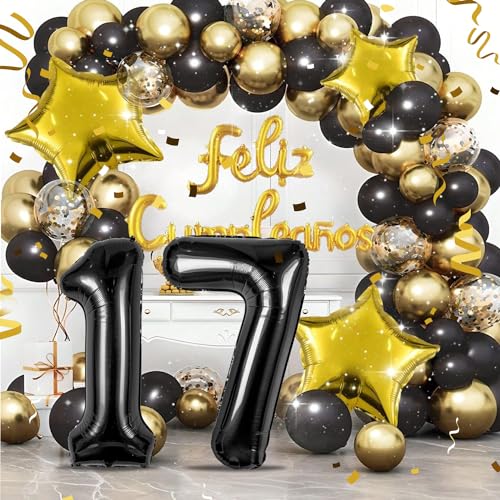 Comprar ahora Globos   17 cumpleaños Negro 17 pulgadas Globo número  17 decoraciones   Globo número cumpleaños para hombre y mujer  Globo inflable   lámina   Negro 17