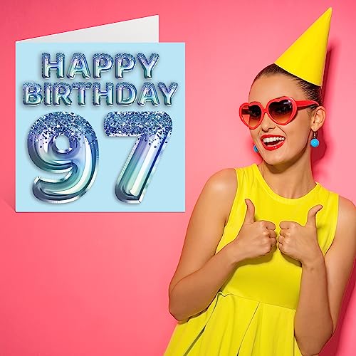 Comprar ahora Tarjeta número hombres, fiesta purpurina tarjetas cumpleaños 97 gran abuelo, abuelo, 145 x mm,