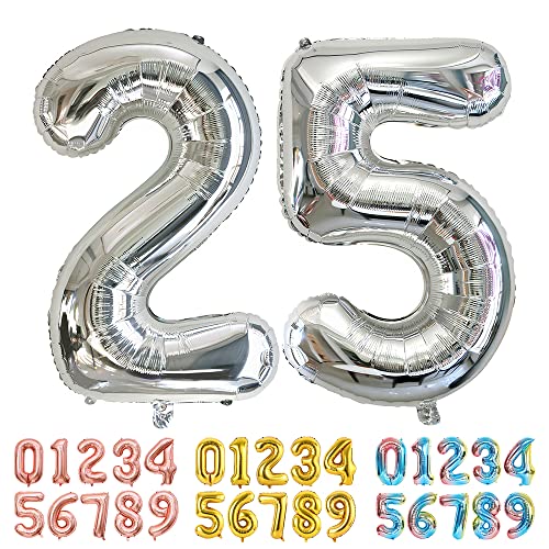 Oferta Ponmoo Globo 25 Plata, Numeros 1 3 5 7 9 20-29 40 60 80 100, Globos Boda Globo Fiesta