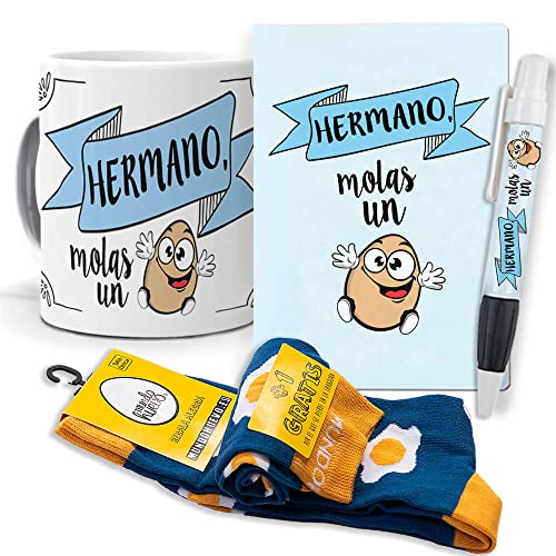 Comprar Super Regalo Personalizado para Hermanos. Hermano molas un Huevo. Taza libreta boli y Trio Calcetines Regalos Rebajas 2024 | regaloscumple.com