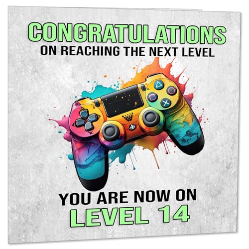 Consigue ahora Tarjeta cumpleaños número 14 para jugadores 14 años edad catorce y catorce juegos tarjeta feliz cumpleaños para adolescentes y niños 145 x 145 mm Top Catálogo Precio 2024 | regaloscumple.com