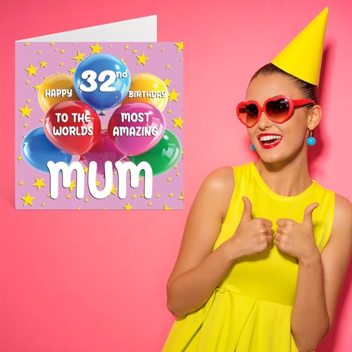 Oferta Flash Tarjeta número mamá World's Amazing – feliz número mamá hijo, mm 145 edad treinta dos felicitación