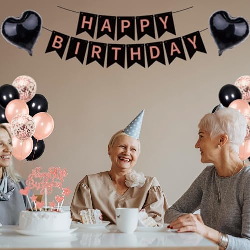 Dónde comprar en España Decoración   22 cumpleaños para mujer  oro rosa y negro  juego   decoración para tartas   22 cumpleaños para mujeres y hombres con pancarta decorativa regalo 22th globos 22 años decoración