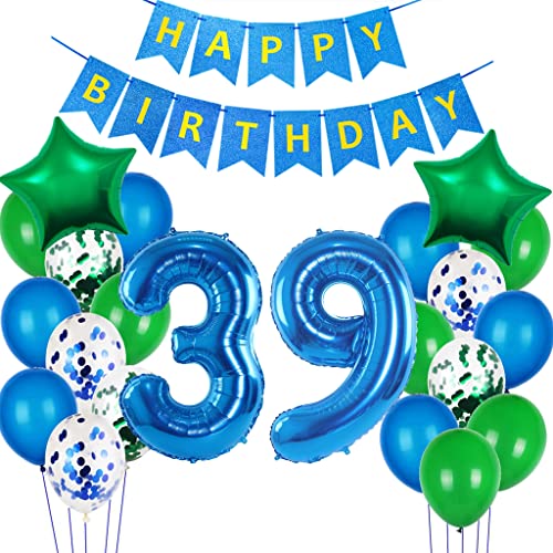 Consigue ahora Decoración para 39 cumpleaños globos 39 cumpleaños para niños decoración BlackFriday cumpleaños para niños 39. azul y verde decoración cumpleaños 39 años decoración 39 cumpleaños para niño y niña Top Precio 2024 | regaloscumple.com