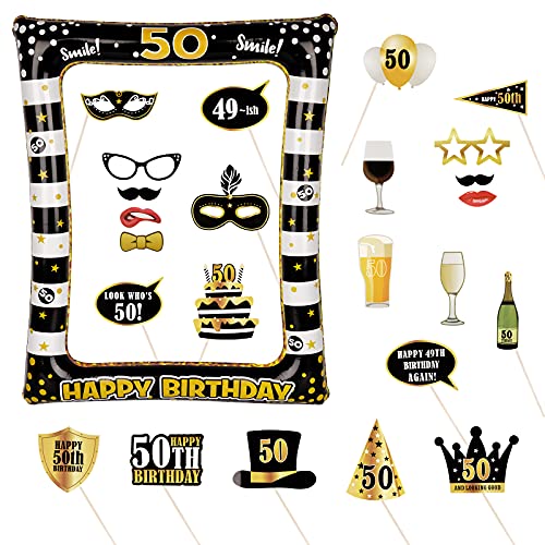 Comprar Ideas para regalar Photocall Cumpleaños 50 Años 24pcs Photo Booth Props+ Marco Inflable Fotocol Adornos Accesorios Decoración Fiesta Cumpleaños (50 Años) Top Precio 2023 | regaloscumple.com