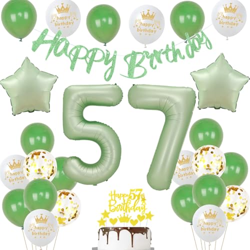 Consigue ahora Globos 57 cumpleaños hombre mujer decoración verde juego globos 57 años decoración cumpleaños hombres mujeres verde globos gigantes 57 Catálogo decoración Rebajas 2023 | regaloscumple.com