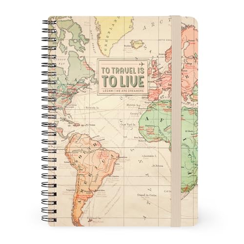 Consigue ahora Legami - Cuaderno rayas con espiral grande - Formato A5 Spiral Notebook contiene 1 hoja pegatinas 160 páginas desmontables papel FSC elástico Regalos cierre 15 x 21 cm tema Travel Ofertas 2024 | regaloscumple.com
