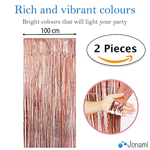 Top Precios 2 Cortinas Metálicas Rosegold  Cortina   Lámina  Oropel Franjas Decoración Fondo para Fiesta   Cumpleaños Bodas