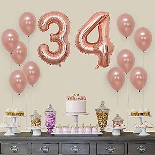 Comprar en Amazon Globos numeros 34 años  Number globo número 34 oro rosa para niña Mujeres Chica  40
