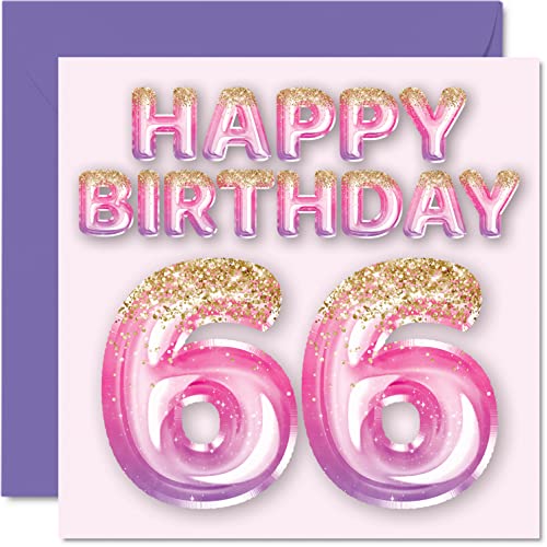Consigue ahora Tarjeta cumpleaños número 66 para mujer globos purpurina rosa y morada tarjetas feliz cumpleaños para mujer 66 años mamá niñera abuela tía 145 mm x BlackFriday 145 mm tarjetas felicitación Ofertas 2024 | regaloscumple.com