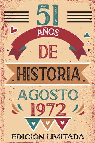 Comprar 51 Años De Historia Agosto 1972: Libro visitas cuaderno 110 páginas felicitaciones idea regalo Cumpleaños regalo Para la esposa novia mujer La madre Ofertas 2024 | regaloscumple.com
