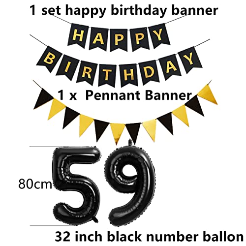 Top Precios Decoración 59 cumpleaños hombre Mujer globo de oro negro años deco