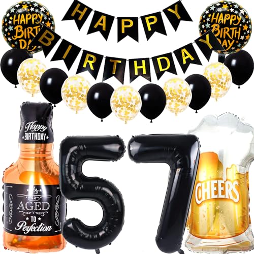 Consigue ahora Dalettu Globo 57 cumpleaños para mujer decoración cumpleaños 57 años para hombre y mujer globo papel aluminio para whisky vaso cerveza helio globo botella Navidad vino decoración Rebajas 2024 | regaloscumple.com