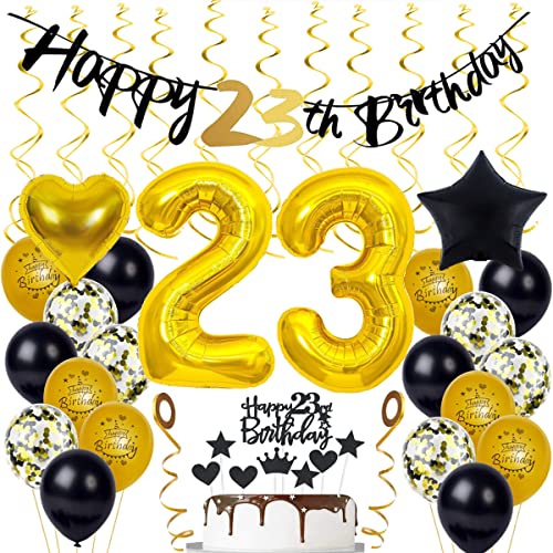 Comprar Decoración 23 Cumpleaños Oro Globos 23 Años cumpleaños hombre Mujer 23 Años Decoracion Cumpleaños Oro Negro 23 Años Decoracion Cumpleaños hombre Mujer Topper la Torta Catálogo 23 años Ofertas 2025 | regaloscumple.com