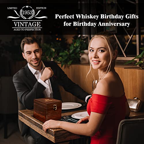 Ofertas de última hora BEYOND MS Regalos   70 cumpleaños para hombres  decoraciones   70 cumpleaños para hombres  vaso   whisky   1953 en valiosa caja   madera