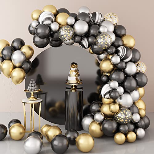 Consigue ahora Kit arco globos oro negro 97 piezas ágata negro dorado metálico plateado kit guirnalda con Ideas para regalar globos confeti globos fiesta cumpleaños para baby shower boda decoraciones graduación Ofertas 2024 | regaloscumple.com