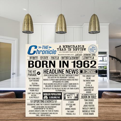 Comprar en Amazon Tarjetas de cumpleaños 62 para hombres y mujeres, periódico nacido en 1962, tarjeta feliz abuelo, abuela, vintage, retro, Back In 145 mm x
