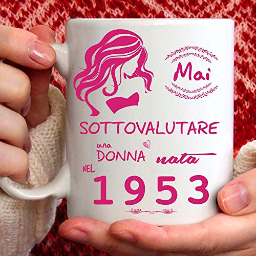 Consigue ahora Tee Design Taza 1953 Cumpleaños Mujer 71 Años Idea Regalo Nunca Subestimar a una mujer nacida en 1953 - Tazas para Regalos Divertidos - Gadget Divertido Promoción Ofertas 2024 | regaloscumple.com