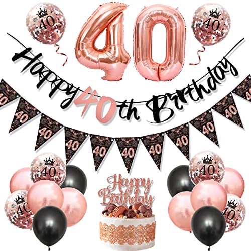 Consigue ahora Decoración Cumpleaños 40 Años Rosa Oro Negro 40 Cumpleaños Mujer Globos 40 Cumpleaños Decoracione Globos 40 Cumpleaños Guirnalda Banderines Catálogo para Mujeres Adultos feliz Decoración Rebajas 2024 | regaloscumple.com