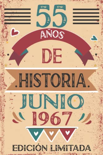 Comprar 55 Años De Historia Junio 1967: 55 años. Libro visitas cuaderno 110 páginas Regalos felicitaciones idea regalo regalo Para la esposa novia mujer La madre Top Precio 2025 | regaloscumple.com