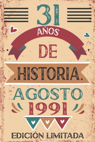Consigue ahora 31 BlackFriday Años De Historia Agosto 1991: 31 años. Libro visitas cuaderno 110 páginas felicitaciones idea regalo regalo Para la esposa novia mujer La madre Ofertas 2024 | regaloscumple.com
