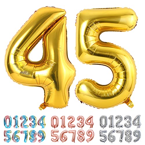 Consigue ahora Ponmoo Foil Globo Número 45 54 Dorado Gigante Numeros 0 1 2 3 4 5 6 7 8 9 10-19 20-29 30-39 40-49 50-60-70-80-90-100 Grande Globos Cumpleaños para La Boda Aniversario y Cumpleaños Fiesta Decoración Top Precio 2025 | regaloscumple.com
