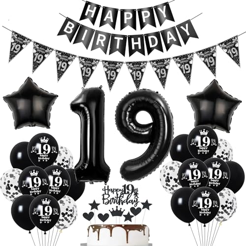 Consigue ahora Decoración 19 años cumpleaños niño niña globo negra decoración tarta 19 años cumpleaños niña decoración Navidad fiesta negros cumpleaños globos 19 años niño decoración cumpleaños 19 años chica chico globo Top Precio 2025 | regaloscumple.com