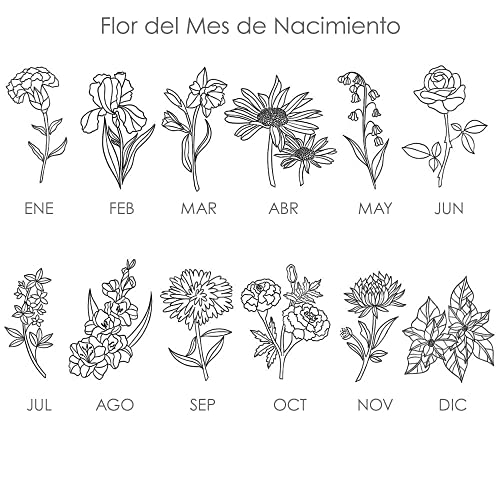 Ofertas Regalo mujer, con nombre y flor del mes nacimiento, Organizador joyas